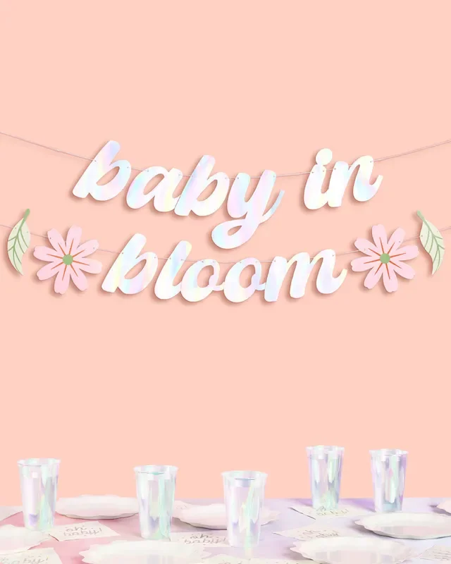 Baby In Bloom Banner – Iridescent Foil Banner