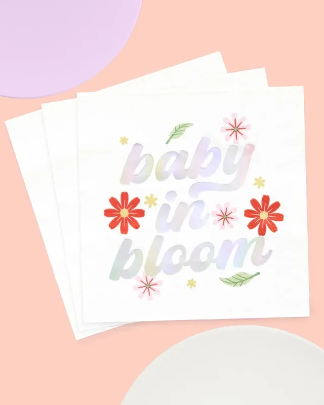Baby In Bloom Napkins – 50 White Napkins