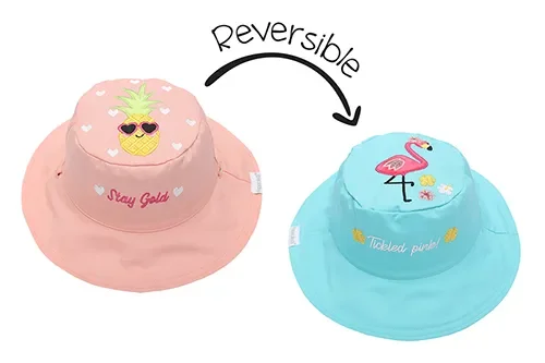 Baby/kids Reversible Sun Hat – Flamingo | Pineapple