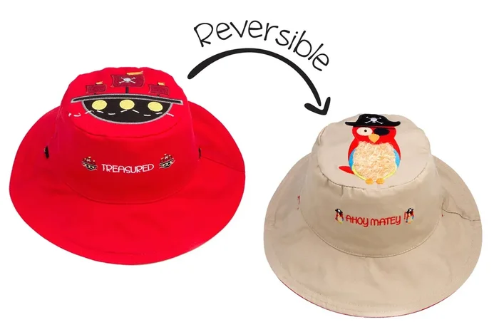 Baby/kids Reversible Sun Hat – Pirate Ship | Parrot