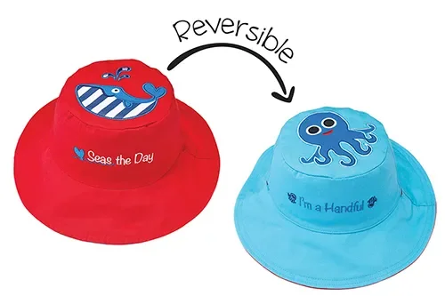 Baby/kids Reversible Sun Hat – Whale | Blue Octopus