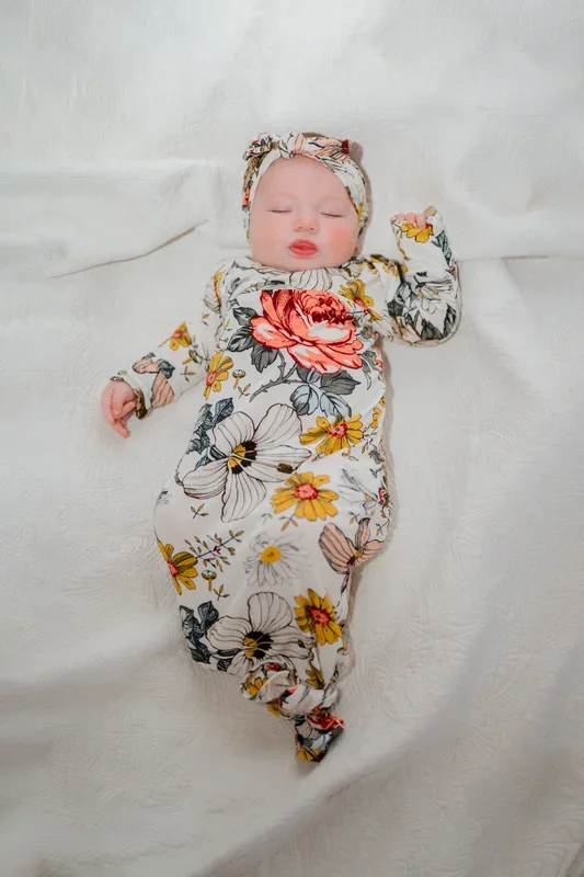Baby Knot Gown Set: Vintage Floral