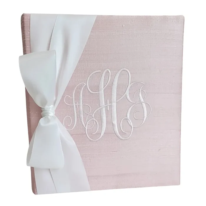 Baby Memory Book – Pink Silk (w/ Satin Bow)