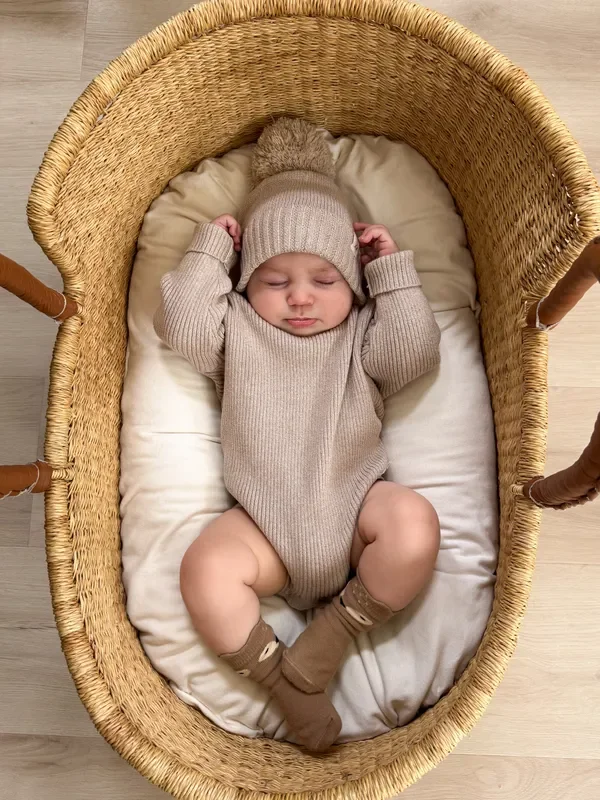 Baby Rib Bodysuit – Heather Beige