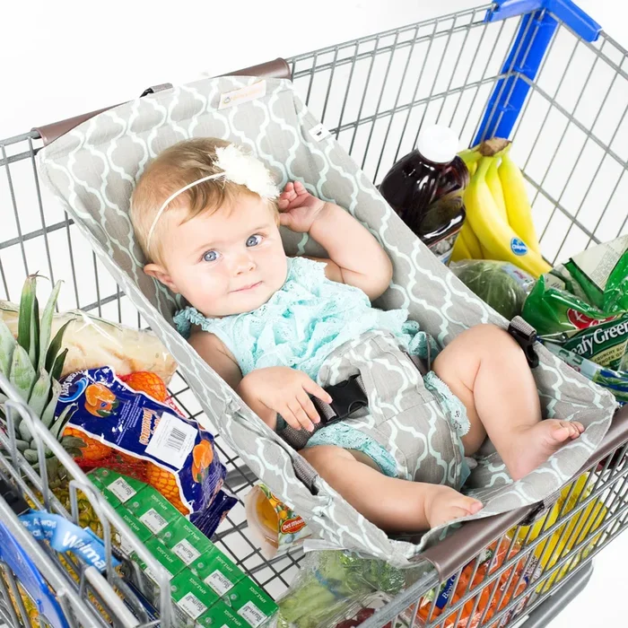 Baby Shopping Cart Hammock – Gray/Aqua