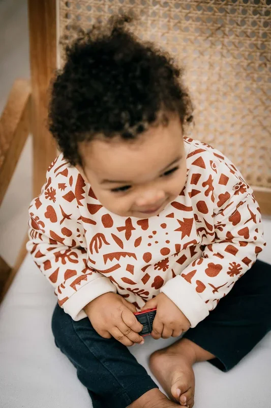 Baby sweatshirt Geometric in organic cotton