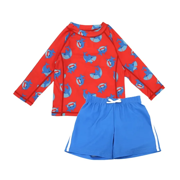 Baby/toddler Boys Swim Top & Swim Shorts Set – Sherman The Shark **pre-order (orders Will Ship In Full Early March ’25)**