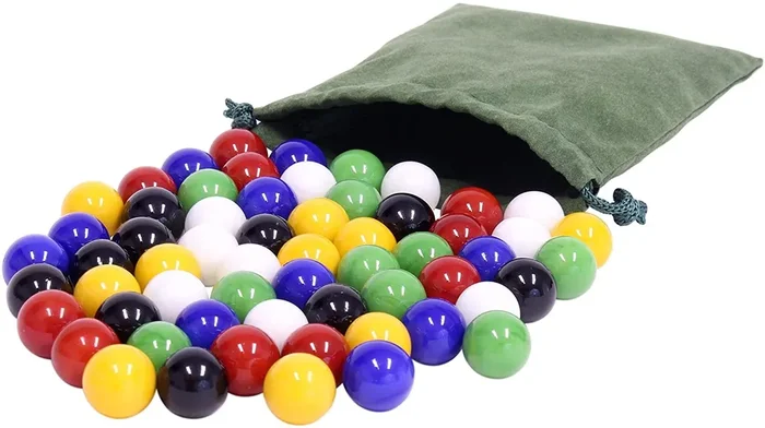 Bag of 60 Glass Marbles for Chinese Checkers Game, Large 3/4 ” (18mm)