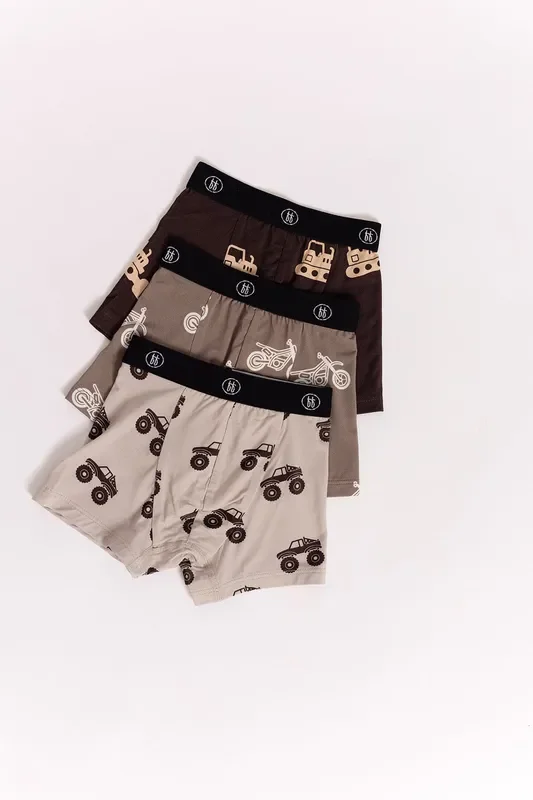 Bamboo Boxers (3 Pack) | Dirt Bike, Bulldozer & Monster Truck