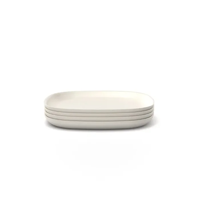 Bamboo Medium Plate – 4 Piece Set – Off White