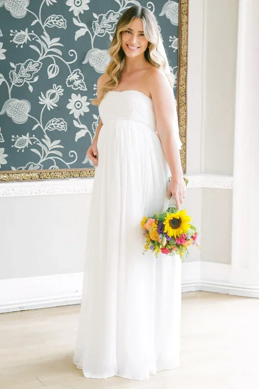 Bandeau maternity bridal gown white