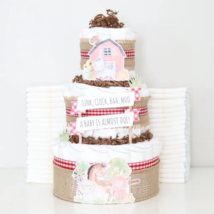 Barnyard Friends Diaper Cake – Red
