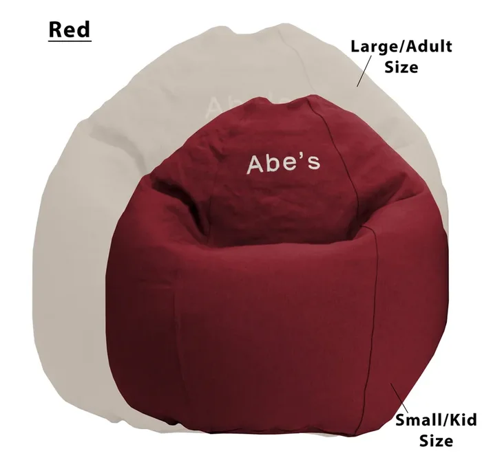Bean Bag Chair / Lounger Adult Teen size Classic 5 panel Traditional beanbag – Organic Cotton, Comfy Bean MADE IN USA