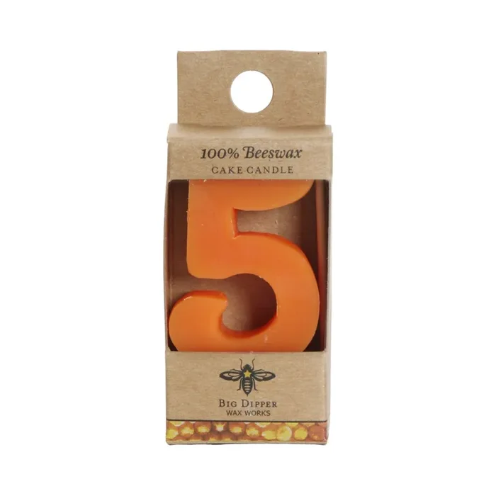 Beeswax Birthday Cake Number Candle – #5