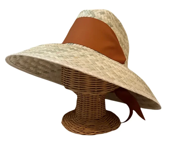 Begonia Sun Hat – Burnt Orange/rust Wide & Short Grosgrain Ribbon