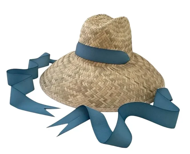Begonia Sun Hat – Long French Blue Grosgrain Ribbon