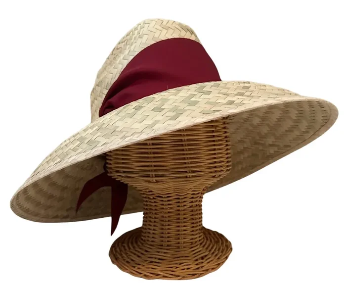 Begonia Sun Hat – Maroon Wide & Short Grosgrain Ribbon
