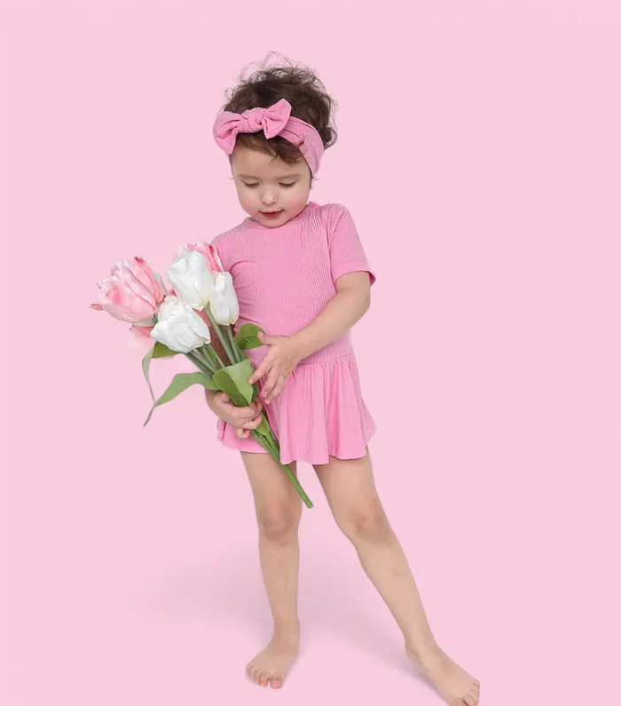 Bella Pink Rib Dream Bodysuit Dress