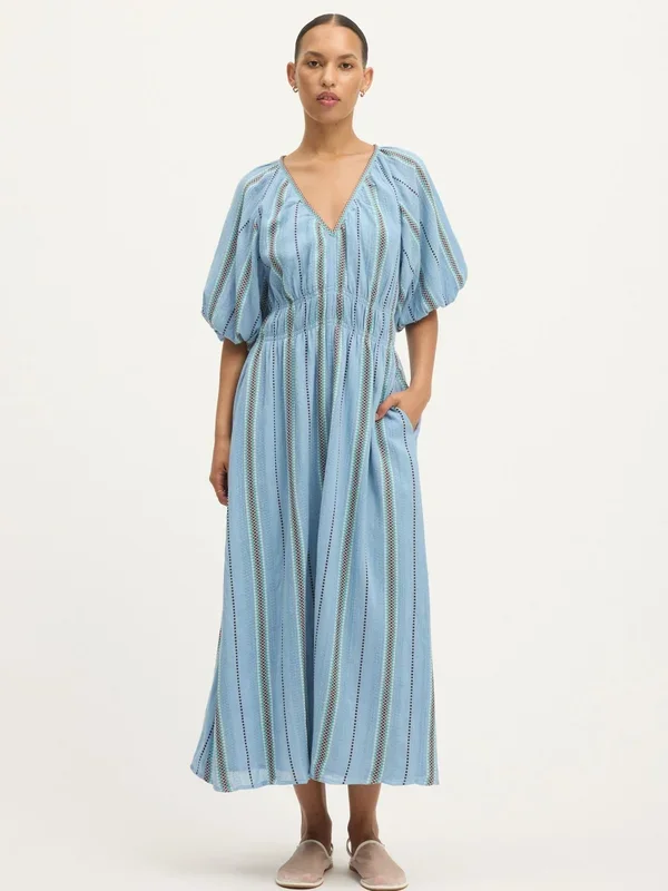 Bella Waffle Maxi Dress in Powder Blue