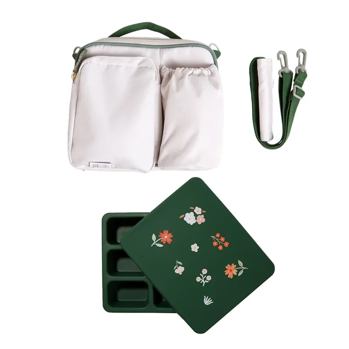 Bento And Lunch Bag Set Neutral With Mini Floral