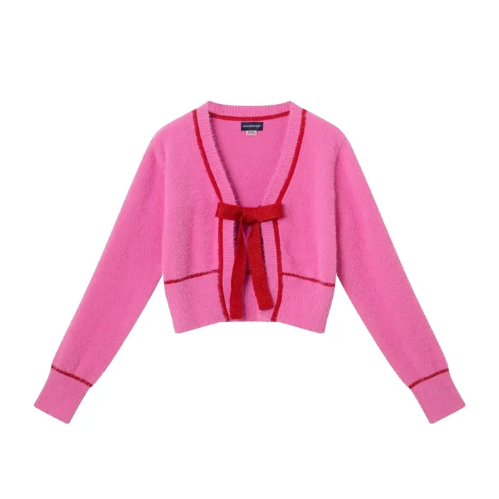 Big Kids Cardigan Sweater With Bow | Pink Eyelash