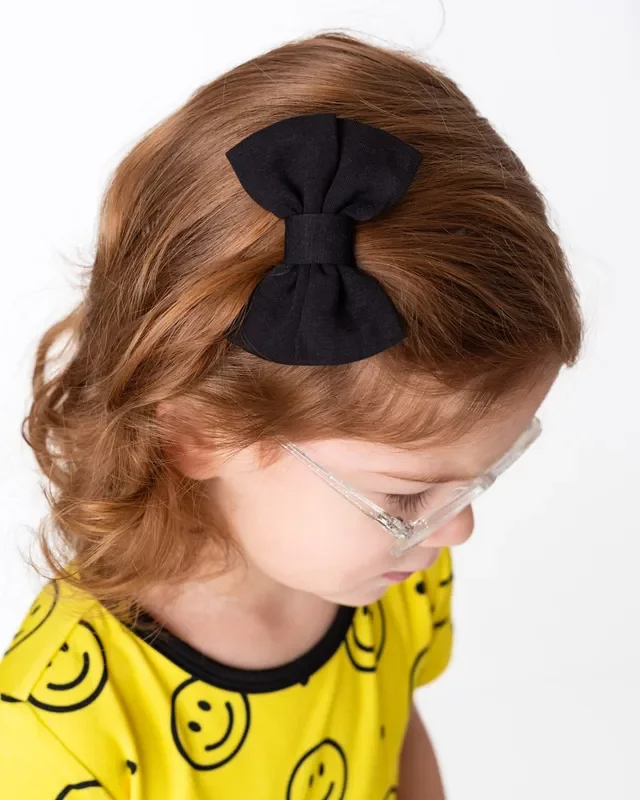 Black | Bamboo Small Clip On Bow