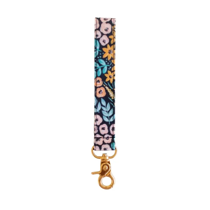 Black Floral Wristlet Keychain