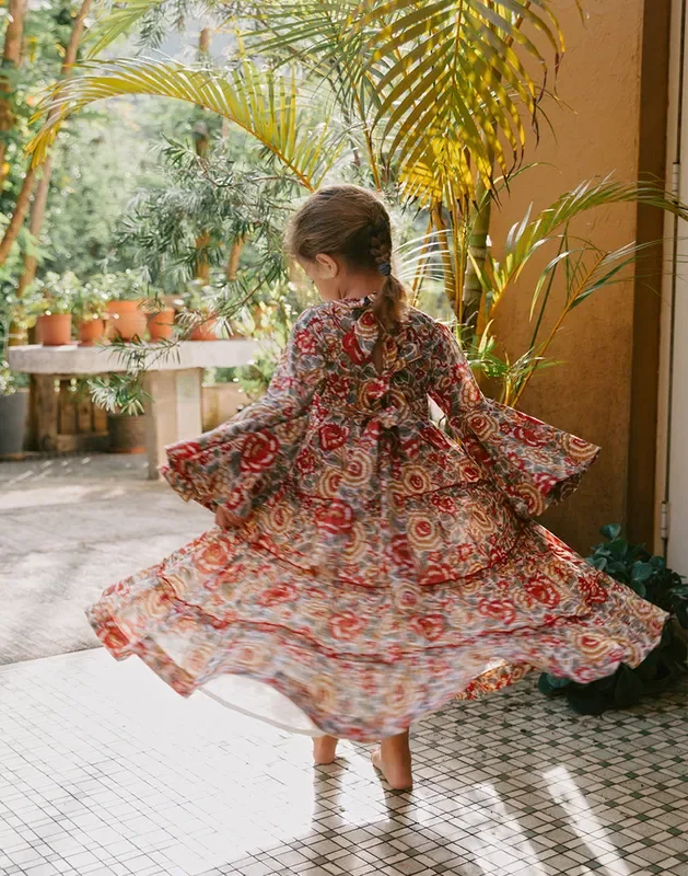 Block Printed Dress – Lucky Red Floral