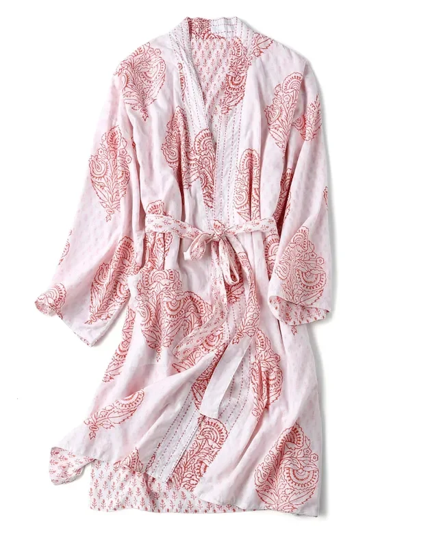Block-Printed Robe – Pink City