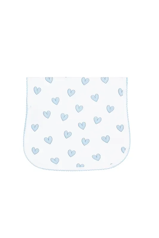 Blue Heart Print Burp Cloth