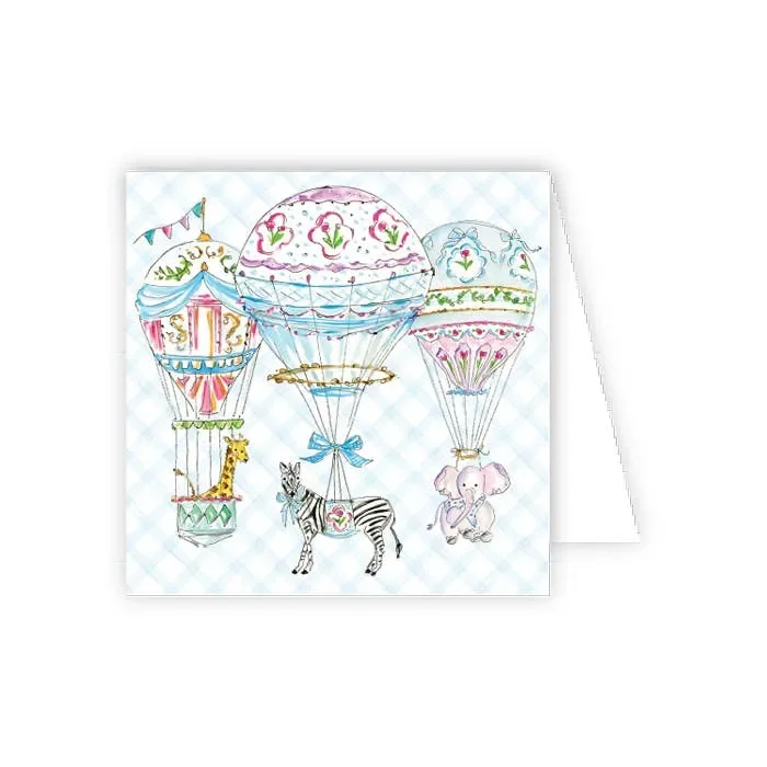 Blue Hot Air Balloon with Animals Enclosure Card