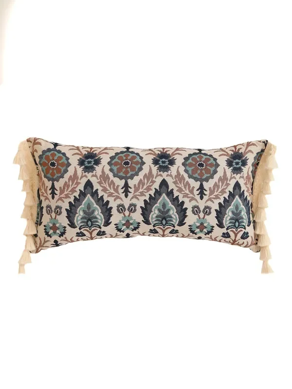 Blue Iris In Istanbul – Bolster Pillow With Fringe