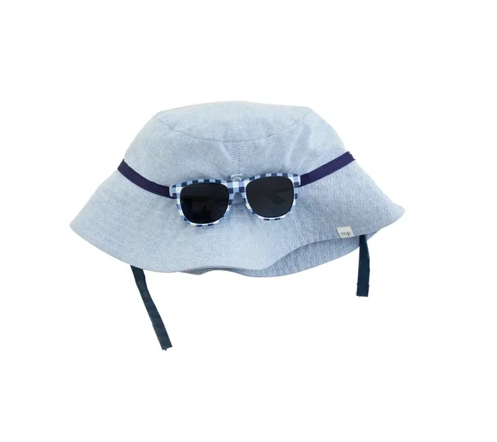 Blue Oxford Sunhat & Sunglasses Set