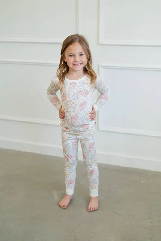 Blue Pastel Floral | Two Piece Pajama Set
