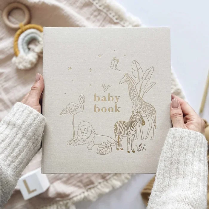 Blush And Gold – My Baby Book (Safari) Luxury Keepsake Memory Book + Box
