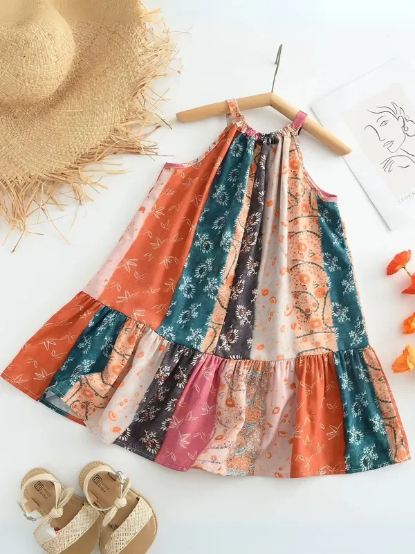Boho Floral Patchwork Sleeveless Summer Dress