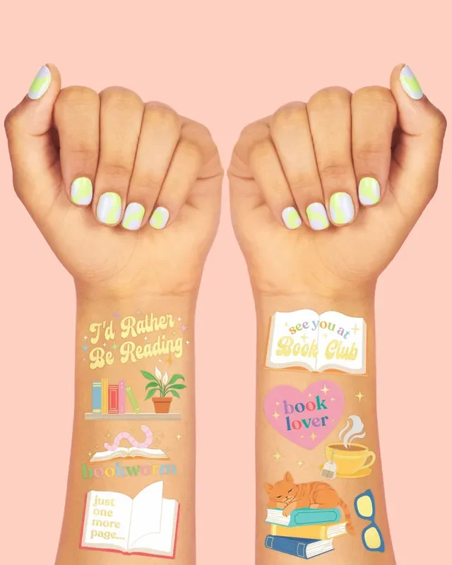 Book Lover Tats – 48 Foil Temporary Tattoos