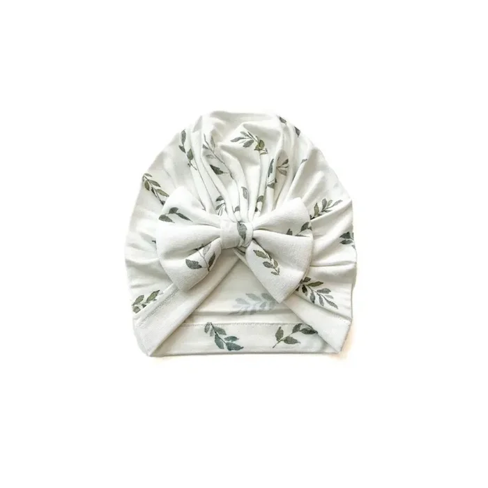 Bow Turban Hat – Green Leaves