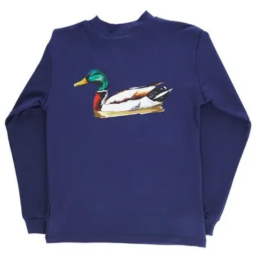 Boys Long Sleeve Performance Tee – Wood Duck on Navy