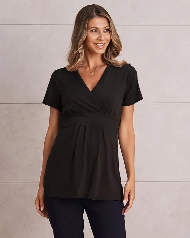Bree Maternity Crossover Work Top – Black