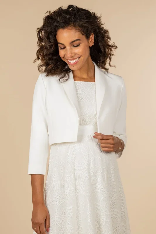 Bridal bolero with shawl collar