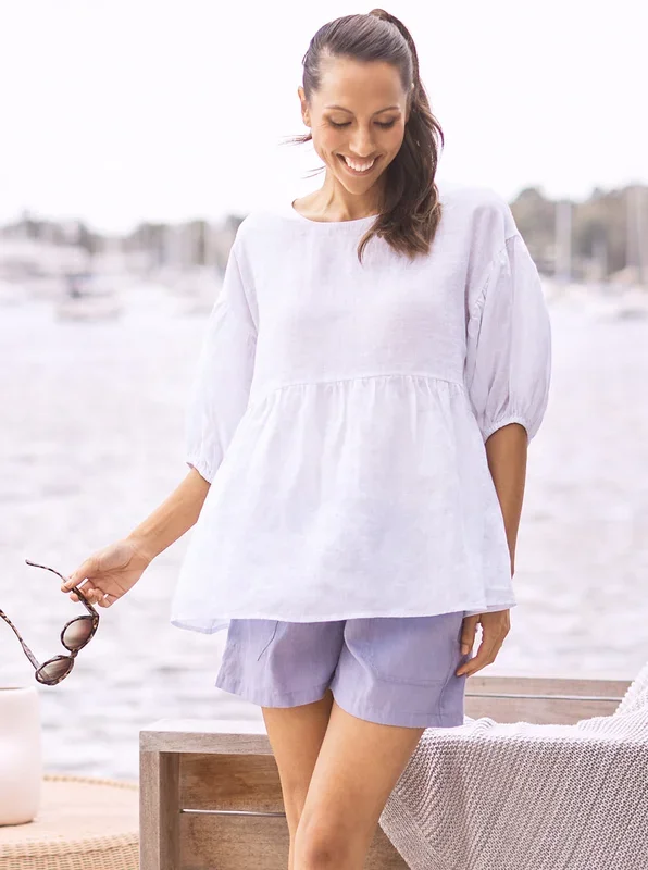 Brigitte Maternity Linen Blouse Top – White