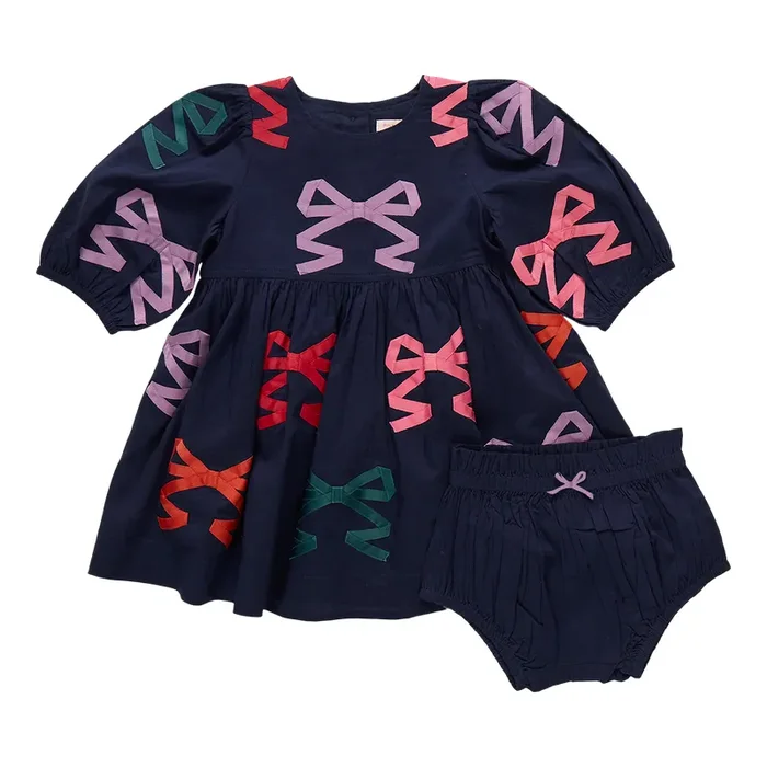 Brooke Dress Set | Multi Bow Applique