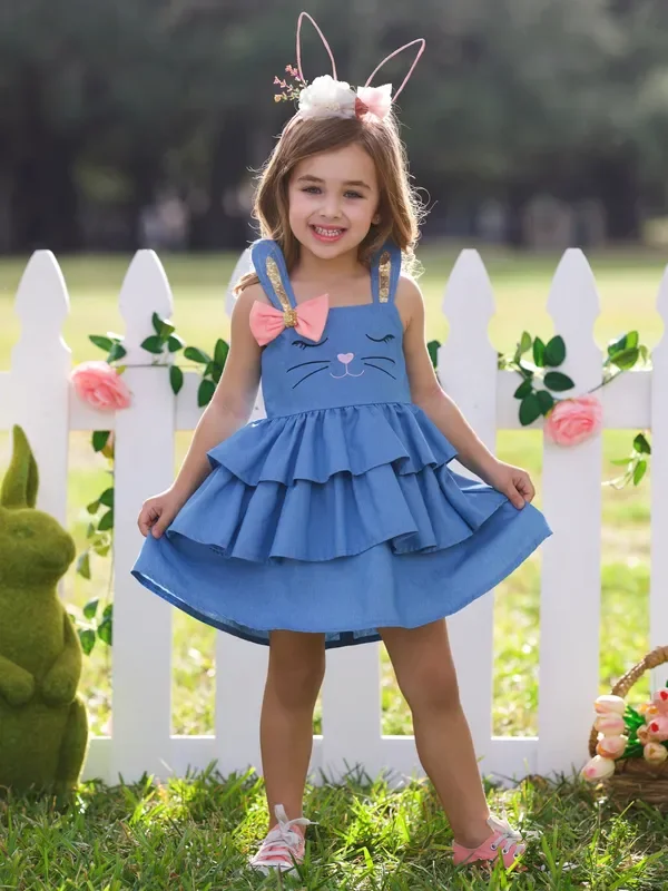 Bunny Dreams Ruffle Denim Dress
