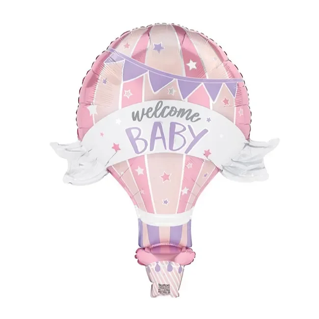 Burton & Burton Pink Welcome Baby Hot Air Balloon 39 “