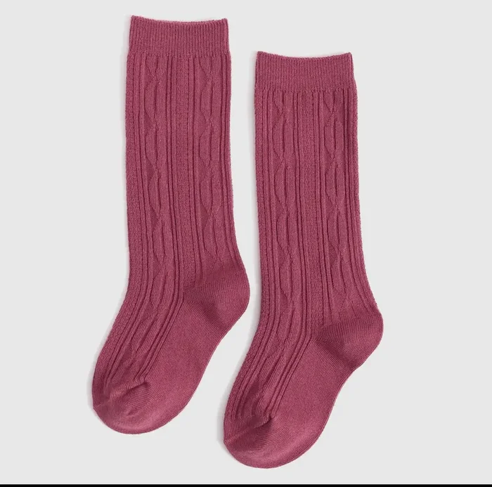 Cable Knit Knee High Socks mulberry