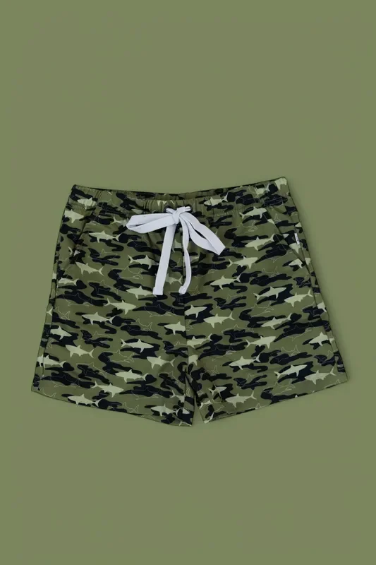 Camo Shark Boy’s Dream Swim Trunks