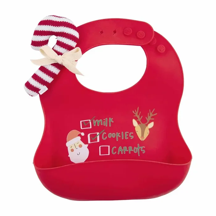 Candy Cane Silicone Bib & Rattle Set