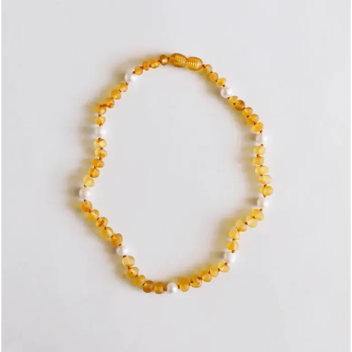 Canyonleaf Raw Honey Amber + Pearl Halo Necklace