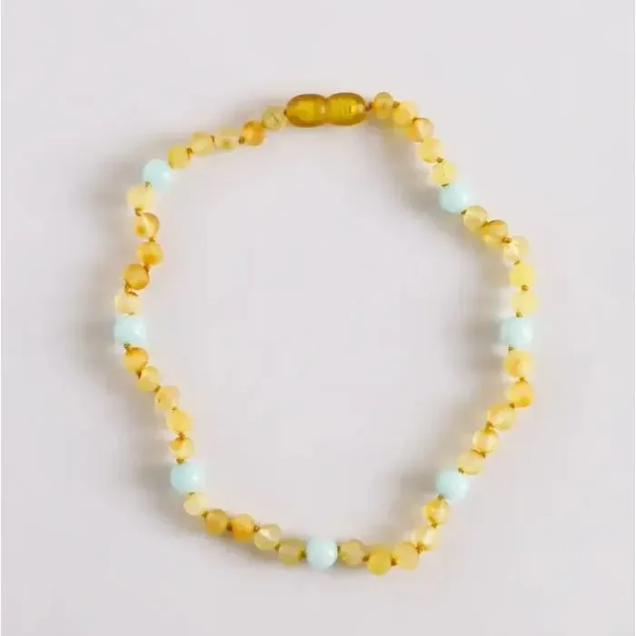 Canyonleaf Raw Honey Baltic Amber + Amazonite Halo Necklace
